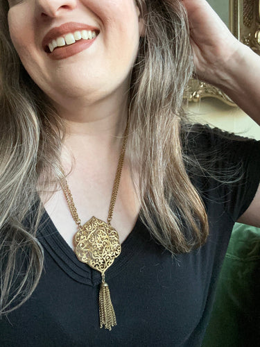 Gold Medallion With Tassle Pendant Bloomers and Frocks
